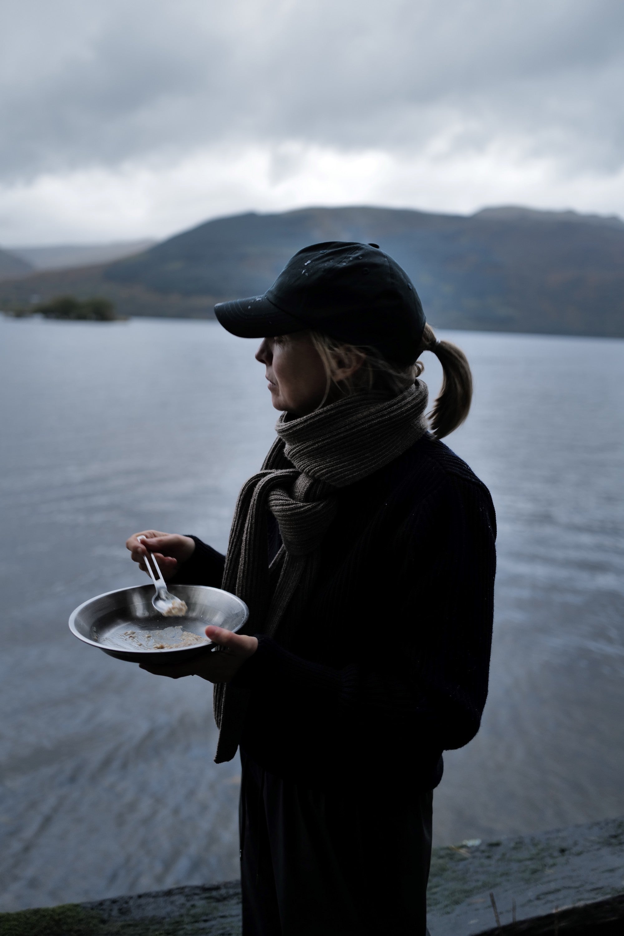 Camilla in Scotland wearing Wide Scarf in Natural Taupe